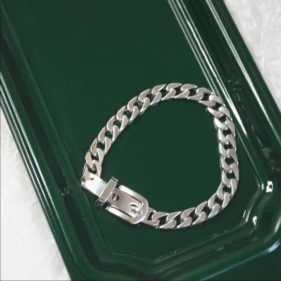 Re-stocked❗️new 925  Sterling Silver Cuban Chain Link Belt Buckle Bracelet - Picture 5 of 8